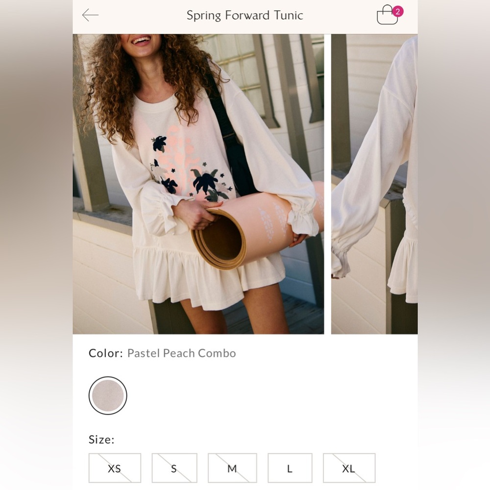 NWT Free People FP Movement Spring Forward Tunic - pastel peach combo - small - Picture 6 of 9